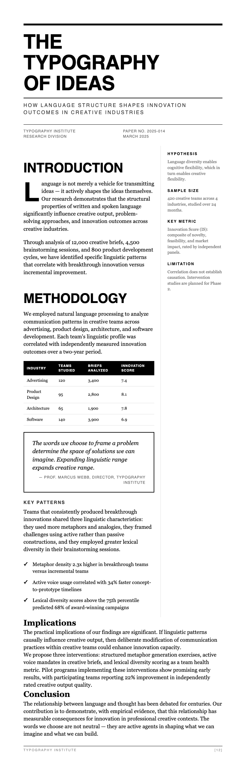 Typographic only white paper